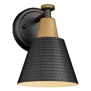 Wall Light Rustic Industrial Black Sconce Lamp Hammered Metal Shade New OB